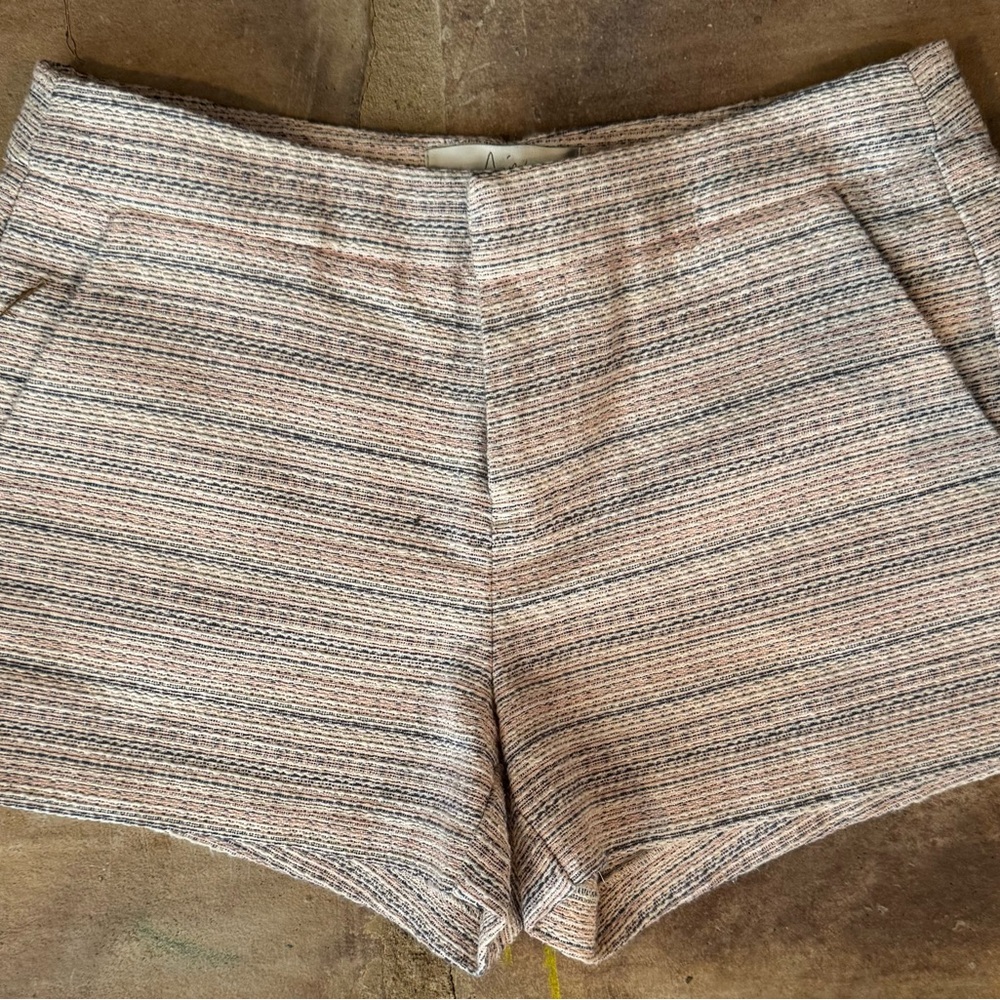 Joie High Waist Striped Shorts - Pink Cream and Black.
